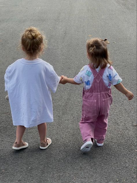 Two little toddler girls holding hands, bestfriends since birth Living Next Door To Your Best Friend, Childhood Besties, Future Manifestation, Big Move, Next Door, Best Friend, Mood Board, Best Friends