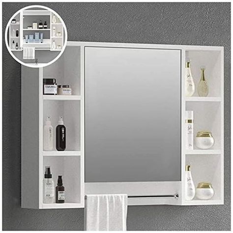 Wall Mounted Dressing Mirror With Double Storage Toilet Mirrors, Balcony Ceiling, Mirror Shelves, Luminaria Diy, Bath Cabinet, Mission Style Furniture, Bathroom Vanity Designs, Wall Mounted Storage, Washbasin Design