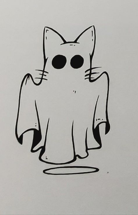 Easy Spooky Drawings, Witchy Drawing Ideas, Cute Halloween Drawings Easy, Ghost Drawing Cute, Ghost Drawing Easy, Halloween Things To Draw, Spooky Doodles, Easy Halloween Drawings, Cute Halloween Drawings