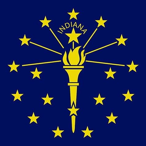 Indiana State Flag Stickers, Gifts and other Products Indiana Flag, Daughters Of The American Revolution, Thirteen Colonies, Flag Face, Indiana State, General Assembly, Crescent Shape, The Torch, Printed Clothing