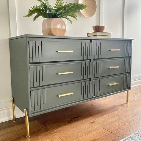 Dresser Modern Design, Mcm Diy, Floating Nightstand Ideas, Updating Furniture, Highest Form Of Flattery, Modern Floating Nightstand, Chest Of Drawers Makeover, Redesign Furniture, Furniture Makeover Inspiration