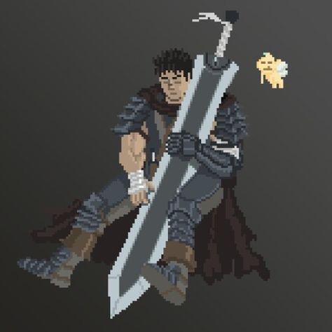 Berserk Guts pixart Guts Wallpaper Berserk, Berserk Gif, Guts Wallpaper, Notion Cover, Anime Berserk, Berserk Guts, Joker Artwork, Download Anime, Pixel Art Games