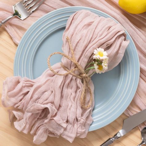 PRICES MAY VARY. Package: 24 pieces of 21"x21" guaze cloth napkins. Material: 100% natural soft cotton. Hand-dyed color and all edges are carefully stitched. Features: Whether knotted, folded into any shape you like, or laid flat as a placemat, these soft cheesecloth napkins are stylish. Or they can be matched with napkin rings to suit different needs and styles. Occasions: Can be used in various occasions, such us dinner party, baby shower, wedding, bridal shower, banquetand other occasions. Ca Cheese Cloth Napkins, Cheesecloth Napkins, Pink Dinner, Pink Thanksgiving, Easter Baby Shower, Fall Napkins, Rustic Napkins, Thanksgiving Napkins, Spring Baby Shower