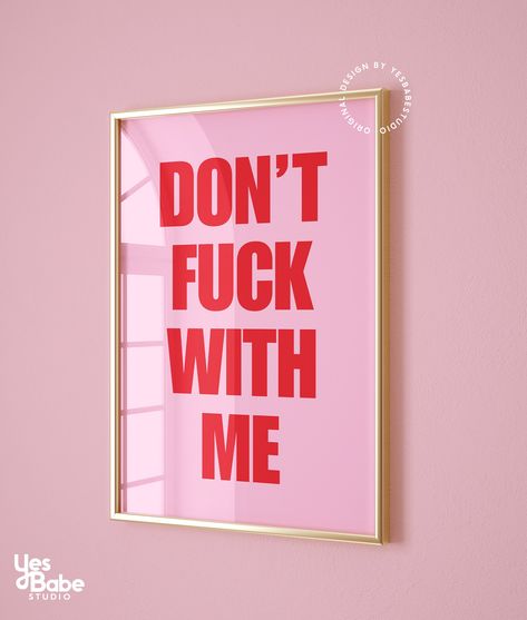 Maximalist wall art, Cubicle decor, Pink and red decor, Quirky wall art, Funky room decor, Swear word print, Home office art, Feminist print Maximalist Office, Funky Office, Funky Room Decor, Funky Room, Wall Art Funky, Quirky Wall Art, Home Office Art, Art Funky, Maximalist Wall