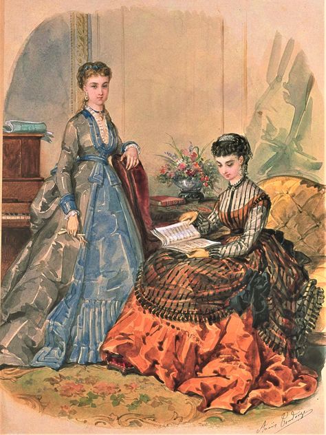 Fashion Plate - La Mode Illustree - 1869 1870 Fashion, 1899 Fashion, Western Womens Fashion, 1850s Fashion, Steampunk Festival, 1870s Fashion, 1860 Fashion, Ancient Dress, 1880s Fashion