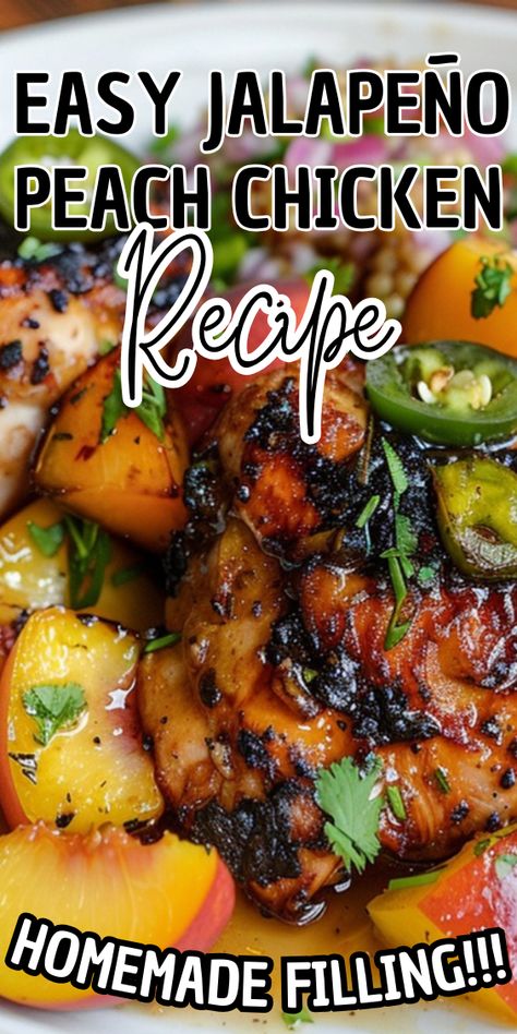 Jalapeño Peach Chicken Peach Jalapeño Pork Chops, Peach Preserves Chicken, Alpha Gal Meals, Jalapeño Peach Chicken, Peach Chicken Recipes, Chicken And Peaches Recipe, Jalapeños Chicken, Americana Food, Chicken Delight