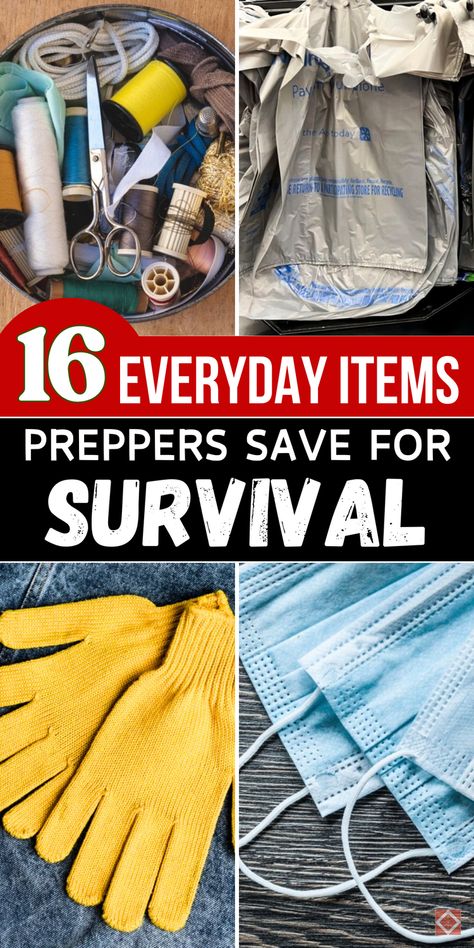 Don’t throw these 16 everyday items away! From old towels to grocery bags, preppers save these items for smart emergency uses. Save this pin to build a stash of household items that support self-reliance and survival preparedness. Natural Disaster Preparedness, Survival Preparedness, Upcycle Plastic, Shtf Preparedness, Survival Supplies, Plastic Utensils, Plastic Grocery Bags, Old Towels, Grocery Bags