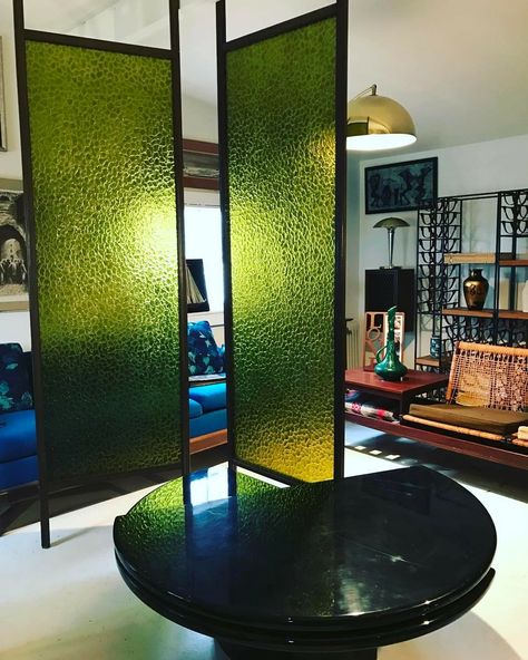 Mid-century tension pole room divider panels Acrylic Room Divider, Mcm Room Divider, Tension Rod Room Divider, Room Divider Panels, Pole Room, Mid Century Room Divider, Groovy Decor, 70's Decor, Chinese Room Divider