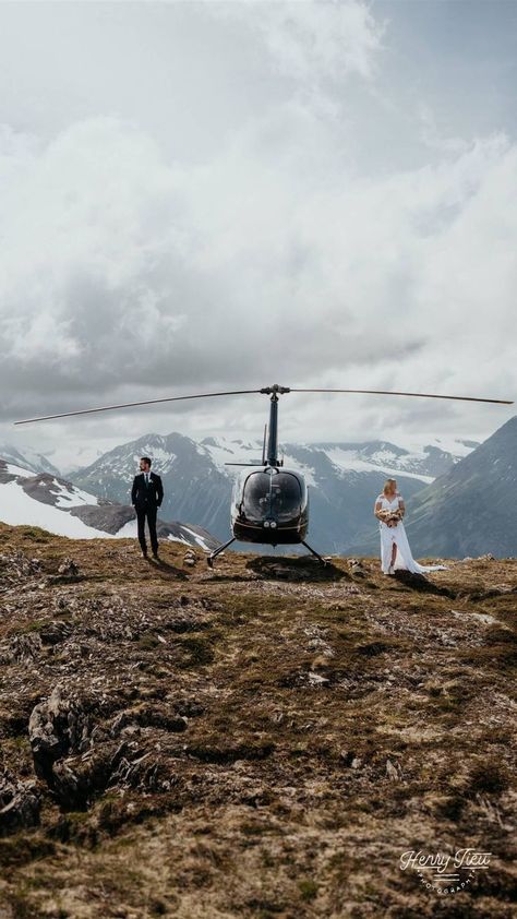 Stunning Full-Day Helicopter Elopement in Alaska Wedding Elopement Photos, Helicopter Wedding, Alaskan Wedding, Helicopter Elopement, Glacier Elopement, Best Helicopter, Alaska Elopement, Alaska Pictures, Private Ceremony