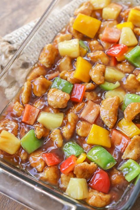 Baked Sweet and Sour Chicken is one of our family's favorite Asian recipes! There is so much flavor with the sauce, pineapples and peppers. Just with rice or noodles to complete this flavorful dish! Baked Sweet And Sour Chicken Recipe, Baked Sweet And Sour Chicken, Sour Chicken Recipe, Sweet And Sour Meatballs, Sweet And Sour Chicken, Sweet Sour Chicken, Sweet N Sour Chicken, Recipe Sweet, Chinese Cooking