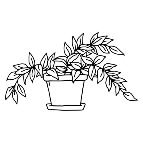 Easy Plant Drawings, Plant Drawings Simple, Plants Coloring Pages, Plant Coloring Pages, Free Coloring Pages For Kids, Plant Doodle, Digital Embroidery Patterns, Simple Line Drawings, Pottery Painting Designs