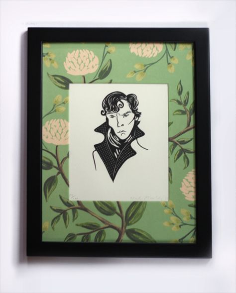 I'm getting a huge kick out of this funny linocut of Benedict Cumberbatch as Sherlock Holmes. The portrait is an original print by Nick Morley; read more about Nick's work here. If you've seen the TV Matting Pictures, Fabulous Diy, Frame Matting, Graphic Design Resources, Diy Wall Art, Craft Tutorials, Diy Inspiration, Original Prints, Diy Gift