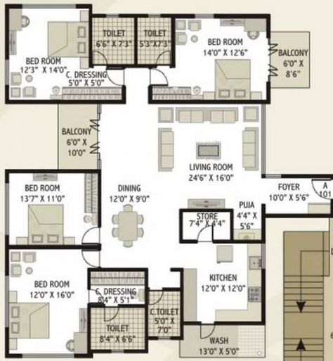 4bhk Flat Plan, 4bhk Apartment Plan, Home Planing, High Rise Residential, 6 Bedroom House Plans, Flat Plan, Hangout Space, Apartment Plan, Modern House Floor Plans