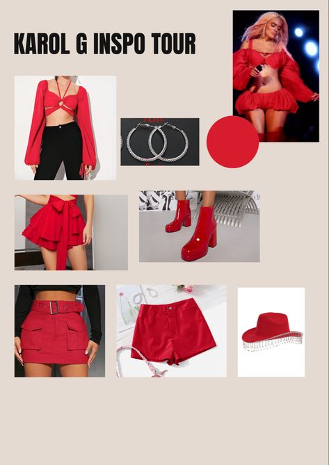 Karol G inspo Karol g inspo ❤️ #fashionista #concertoutfitideas #karolg Cutout Bodysuit, Dress Code, Dress Codes, Concert, Red