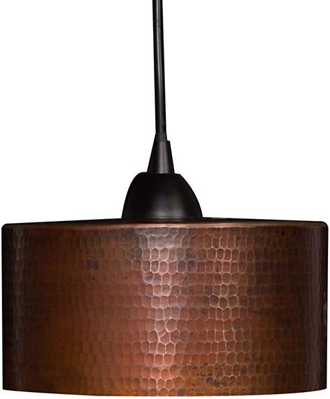 Premier Copper Products Hand Hammered Copper 8" Round Cylinder Pendant Light - - Amazon.com-109 Cylinder Pendant Light, Drum Light, Kitchen Reno, Hammered Copper, Kitchen And Bath, Reno, Pendant Light, Copper, Bath