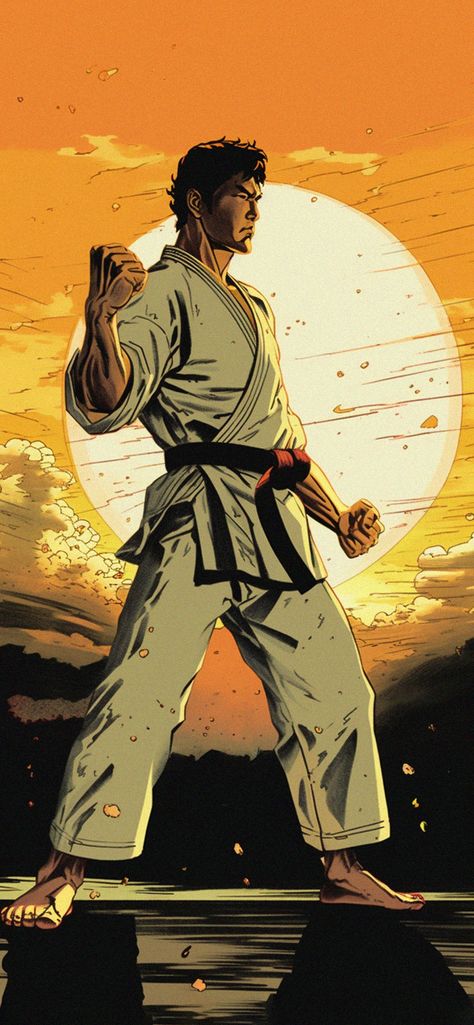 Karate & Sunset Art Wallpaper - Karate Aesthetic Wallpaper iPhone Sun Patterns, Cool Sunset, Martial Arts Manga, Kyokushin Karate, Shotokan Karate, Karate Martial Arts, Ip Man, Inner Warrior, 1080p Anime Wallpaper