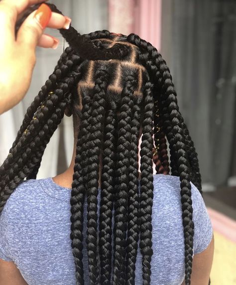 Chunky Box Braids Long, Braided Braids, Large Box Braids, Braids Cornrows, Big Box Braids, Big Braids, Big Box Braids Hairstyles, Front Braids, Long Box Braids