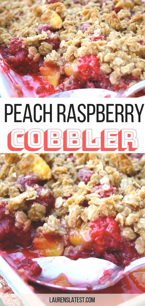 Peach Raspberry Cobbler, Easy Homemade Peach Cobbler, Homemade Peach Cobbler Recipe, Peach Raspberry Crisp, Sharing Dessert, Raspberry Cobbler, Raspberry Crisp, Oat Crumble Topping, Homemade Peach Cobbler