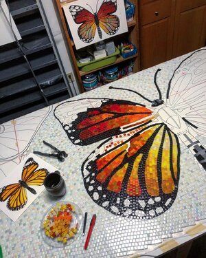 Digital Art Gallery — Josie Lewis Home Depot Paint, Recycled Glass Tile, Butterfly Mosaic, Traditional Paint, Mosaic Art Projects, Mosaic Madness, Digital Art Gallery, Mosaic Projects, Mosaic Wall