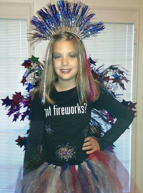 Fireworks costume....my KK Super easy to make too!  Friend me on Facebook to get the instructions. Facebook profile Tricia Butler Foster Katy Perry Costume, Night Outfit Ideas, Instagram Username Ideas, Mardi Gras Costumes, Holiday Day, Spirit Week, Skating Outfits, Dress Up Outfits, Halloween Inspiration