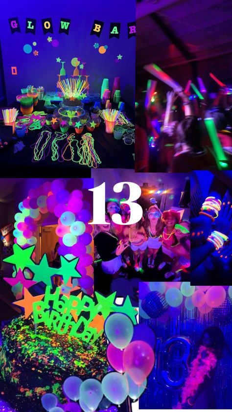 Neon party inspiration for your 13 this is just a few photos 13th Birthday Party Ideas For Teens, 13th Birthday Party Ideas, 13th Birthday Party, Neon Birthday Party, Sweet Sixteen Birthday Party Ideas, Glow Birthday Party, Disco Birthday Party, Sleepover Birthday Parties, Neon Birthday