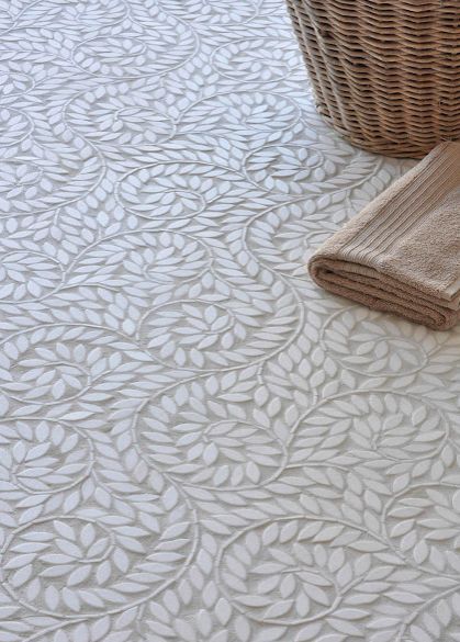 Gorgeous scrolled vine tile Ravenna Mosaics, New Ravenna, Renovation Diy, Beautiful Flooring, Bathroom Floors, Smart Tiles, Deco Nature, Mosaic Flooring, Beautiful Tile