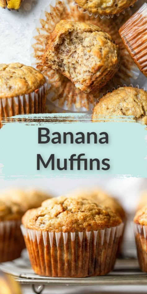 Homemade Banana Muffins, Live Well Bake Often, Banana Muffins Easy, Nut Muffins, Plats Healthy, Banana Muffin Recipe, Banana Bread Muffins, Bread Muffins, Bake Goods