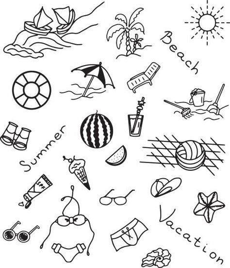 Swimming Doodle, Swimming Posters, Cool Doodles, Beach Illustration, Doodle Images, Doodle Illustration, Bullet Journal Doodles, Journal Doodles, Illustration Sketches