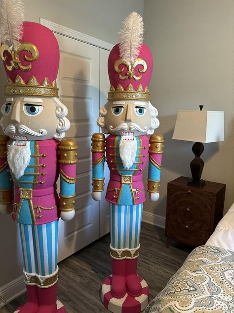 Walmart Painted Nutcracker, How To Paint Nutcracker, Walmart Nutcrackers Painted, Painted Walmart Nutcracker, Walmart Nutcracker Painted, Gingerbread Nutcracker Diy, Nutcrackers Diy Paint, Giant Nutcracker Diy, Diy Painted Nutcracker