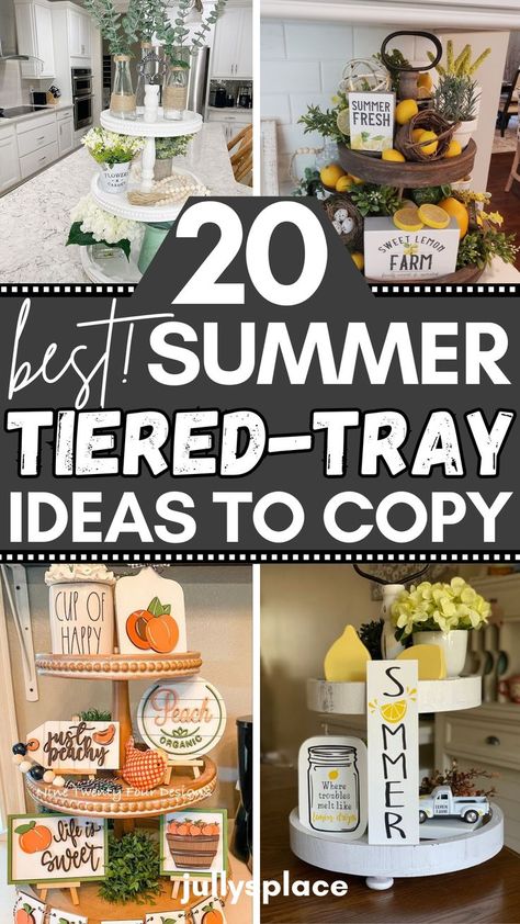 summer tiered-tray ideas, summer tiered tray decor ideas, tiered tray ideas Summer Tiered Tray Decor Ideas, Summer Bbq Decorations, Organize My Kitchen, Tiered Tray Ideas, Tiered Tray Decor Ideas, Summer Tiered Tray Decor, Tray Decor Ideas, Farmhouse Summer Decor, Summer Outdoor Decor