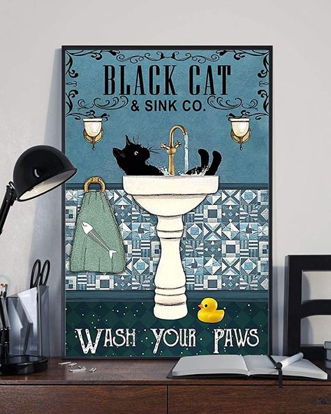 Colour Poster, Cat Wash, Vintage Bathroom Decor, Bathroom Posters, Coffee Wall Decor, Dog Wash, Office Bathroom, Office Hotel, Metal Wall Art Decor