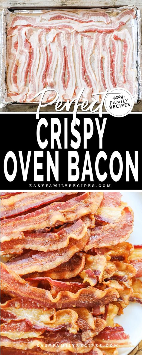 Crispy Bacon made in the Oven Oven Fried Bacon, Crispy Bacon In Oven, Oven Cooked Bacon, Fried Bacon, Perfect Bacon, Oven Baked Bacon, Make Bacon, Bacon In The Oven, Oven Fried