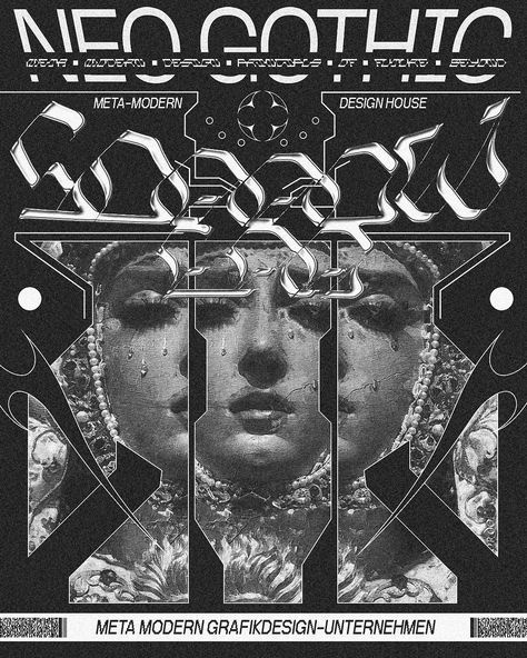 Garth "Takei" on Instagram: “[NEO GOTHIC] Design artwork I formed using sequences of meta-modern, gothic, post-modern and renaissance design principals. There are a…” Dystopian Graphic Design, Goth Design Graphic, Cyberpunk Book Cover, Gothic Editorial, Gothic Graphic Design, Neo Gothic, Graphic Poster Art, Gothic Design, Kuala Lumpur Malaysia