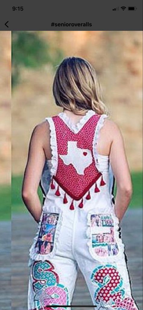 Spirit Overalls Homecoming Diy, Aggie Overalls, Decorated Overalls, Senior Jeans Ideas High Schools, Homecoming Week Ideas, Senior Jeans Ideas, Senior Overalls Ideas, Hoco Overalls, Hoco Pants