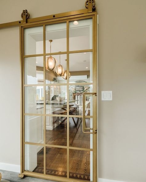 @rusticahardware shared a photo on Instagram: “We love seeing you guys pick unique finishes for your metal barn doors! Don't get us wrong, we love the flat black, but this modern gold is…” • Dec 12, 2020 at 4:02pm UTC French Barn Doors, Barn Door Designs, Separating Rooms, Custom Doors, Glass Barn Doors, Metal Barn, Modern Barn, Decoration Inspiration, Barn Door Hardware