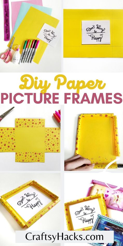 Making A Picture Frame Diy, How To Make A Frame For A Picture, Homemade Picture Frames, Homemade Frames, Homemade Pictures, Frames Diy Crafts, Paper Picture Frames, Frame Tutorial, Diy Picture Frame