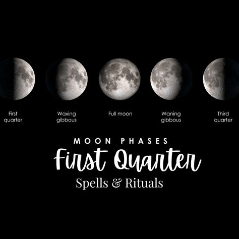 First Quarter Moon Magic: Spells for Persistence and Courage Moon Cleansing, New Moon Magic, Last Quarter Moon, Full Moon Magic, First Quarter Moon, Full Moon Spells, Cleansing Rituals, Energy Symbols, Full Moon Phases