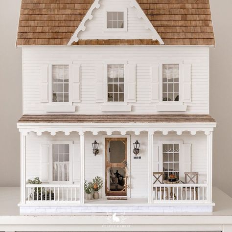 https://www.instagram.com/p/CMAdvNjjvev/?igshid=1hqcdvfxlh3g2 How To Paint A Doll House, Diy Dollhouse Shutters, 1/6 Dollhouse, Farmhouse Dollhouse Exterior, Vermont Farmhouse Jr Dollhouse Interior, Hobby Lobby Dollhouse, Doll House Exterior, Dollhouse Exterior Ideas, Large Doll House