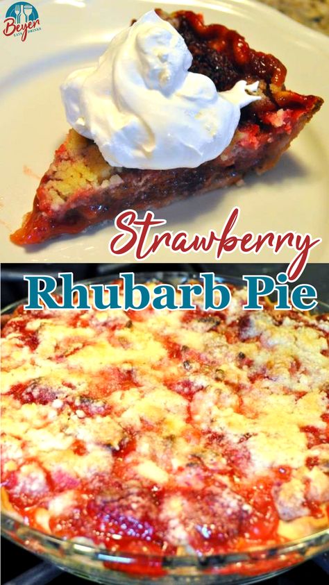 Strawberry rhubarb pie is the ultimate summer pie recipe with the fresh berries and rhubarb flavors combining with a crumb top pie. Strawberry Rhubarb Pie Recipe, Rhubarb Recipes Pie, Rhubarb Desserts, Tart Pie, Strawberry Rhubarb Pie, Rhubarb Pie, Food Charlatan, Flaky Pie Crust, Rhubarb Recipes