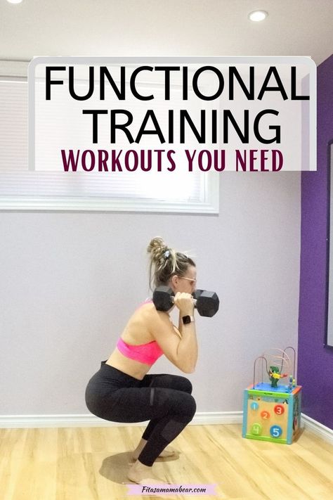 Pin image with text: woman in pink sports bra and black pants performing a squat while holding a dumbbell on her shoulders What Is Strength, Functional Strength Training, Functional Training Workouts, Resistance Band Training, Best Physique, Training Workouts, Fitness Tips For Women, Strength Conditioning, Home Exercise Routines