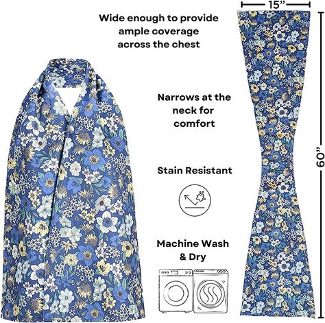 Dinner Scarf Pattern, Dining Scarf Pattern Free, Dignity Bibs Pattern, Dining Scarf, Sewing Scarves, Vintage Handkerchiefs Crafts, Clothing Protectors, Scarf Bib, Quilted Clothes