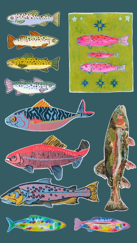 Funky Fish Art, Funky Fish, Fish Pattern, Fish Patterns, Graphic Illustration, Fish, Collage, Pattern, Quick Saves