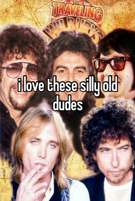 The Traveling Wilburys, Classic Rock Artists, Traveling Wilburys, Beatles Funny, Moustaches Men, Travelling Wilburys, Movie Memes, Goofy Pictures, 90s Music