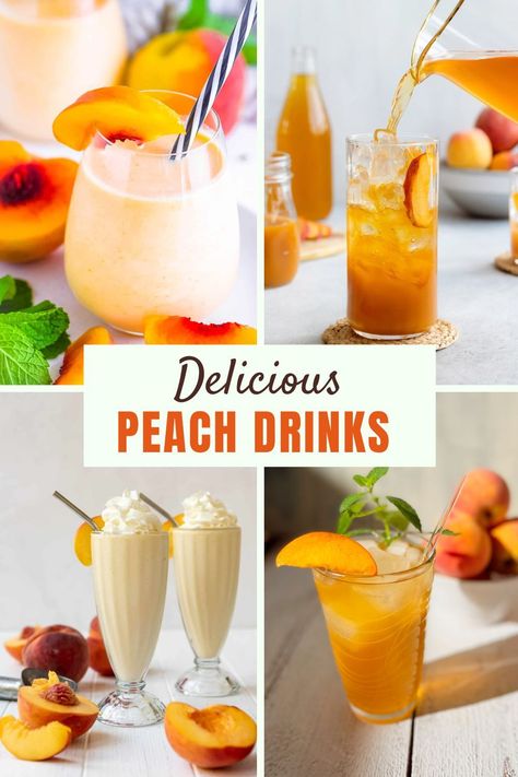 Delicious Summer Peach Drinks non-alcoholic Peach Drinks Non Alcoholic Summer, Peach Drink Recipes Nonalcoholic, Peach Drinks Non Alcoholic, Peach Mocktail Non Alcoholic, Peach Summer Drinks, Summer Drinks Non Alcoholic, Alcoholic Slushies, Drinks Non Alcoholic, Peach Green Tea Lemonade