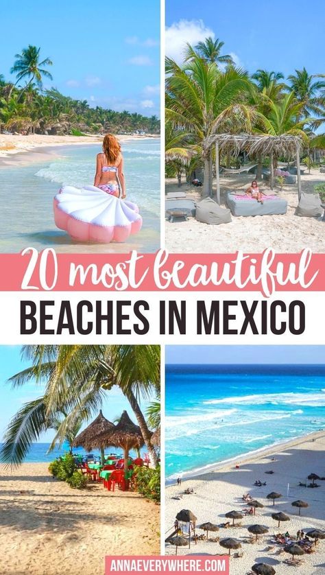 20 Most Beautiful Beaches in Mexico. Mexico is white sand beaches surrounded by palm trees. Not surprisingly Mexico has some of the best beaches in the world. Beaches in Mexico | Mexico Travel | Cancun Beaches | Caribbean Beach #beaches #mexicobeaches Best Mexico Destinations, Travel Cancun, Beaches In Mexico, Best Beaches In Mexico, Cozumel Cruise, Beach In Mexico, Mexico Itinerary, Mexico Beaches, Cancun Beaches