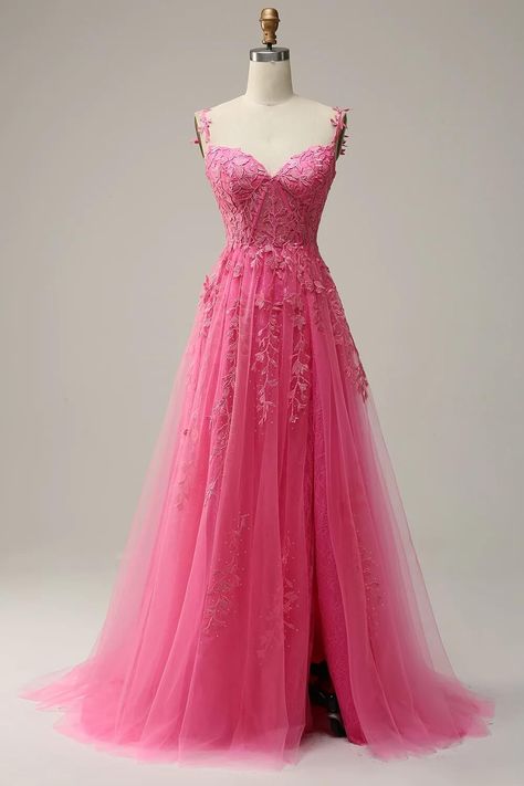 Purple Poofy Dress, Bridgerton Prom, Pink Prom Dresses Long, Hot Pink Prom Dress, Hoco Inspo, Navy Prom Dresses, Prom Dresses Long Pink, Lovely Partner, Prom Inspo