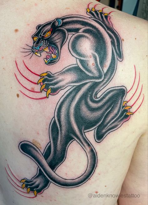 #tattoo #traditionaltattoo #tattooideas #tattoos #colourtattoo #colortattoo #traditionalart #tattooart #tattooartist #tattoodesign #tattooideasformen #tattooing #tradtattoo #oldschool #oldschooltattoo #americantraditionaltattoos #cooltattoo #panther #panthertattoo #crawlingpanthertattoo #oldschooltattoo #oldschoolpanthertattoo #traditionalpanthertattoo #americantraditionaltattoos #classictattoo #crawlingtigertattoo #tigertattoo #leopardtattoo #jaguartattoo #pumatattoo #crawlingpanther Japanese Panther Tattoo, Crawling Panther Tattoo, Panther Traditional Tattoo, Panther Flash, Crawling Panther, Traditional Panther Tattoo, Jaguar Tattoo, Leopard Tattoos, Panther Tattoo