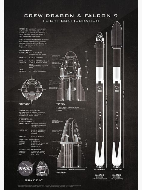 Rocket Blueprint, Spacex Dragon, Nasa Rocket, Nasa Spacex, Apollo Space Program, Spacex Rocket, Aerospace Design, Falcon 9 Rocket, Nasa Poster