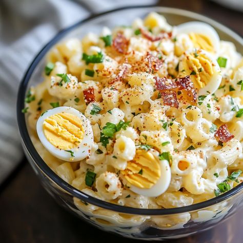 Easy Deviled Egg Pasta Salad Creamy Deviled Egg Pasta Salad, Deviled Egg Pasta Salad, Egg Pasta Salad, Deviled Egg Salad, Deviled Eggs Easy, Egg Pasta, Deviled Eggs Recipe, Deviled Egg, Sweet Pickles