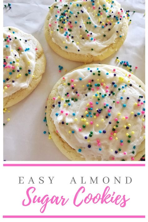 Almond Frosting, Almond Sugar Cookies, Sugar Cookie Bars, Favorite Cookie Recipe, Almond Extract, Sugar Cookie Frosting, Soft Sugar Cookies, Cutout Sugar Cookies, Almond Flavor